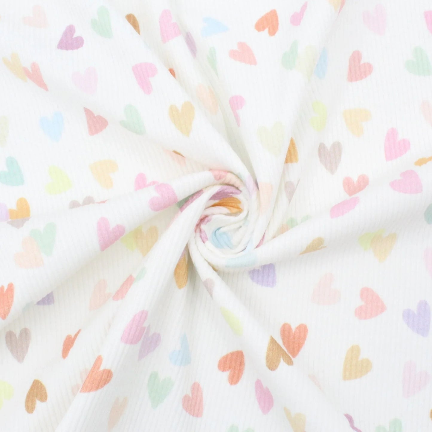 Rippstrick Jersey Stoff bunte Herzen