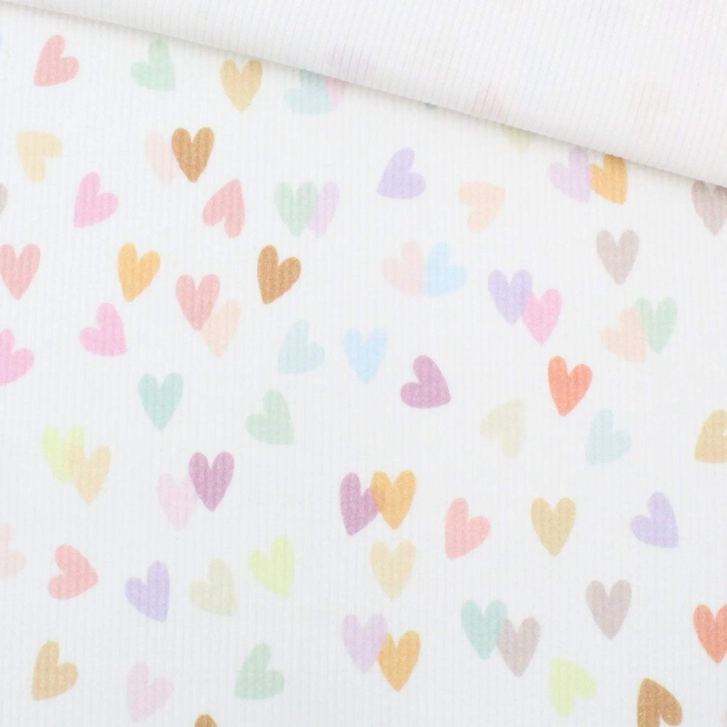 Rippstrick Jersey Stoff bunte Herzen