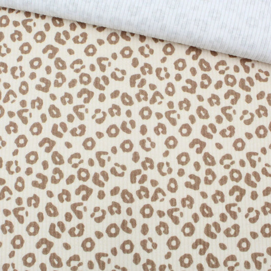 Rippstrick Jersey Stoff Leopardenmuster