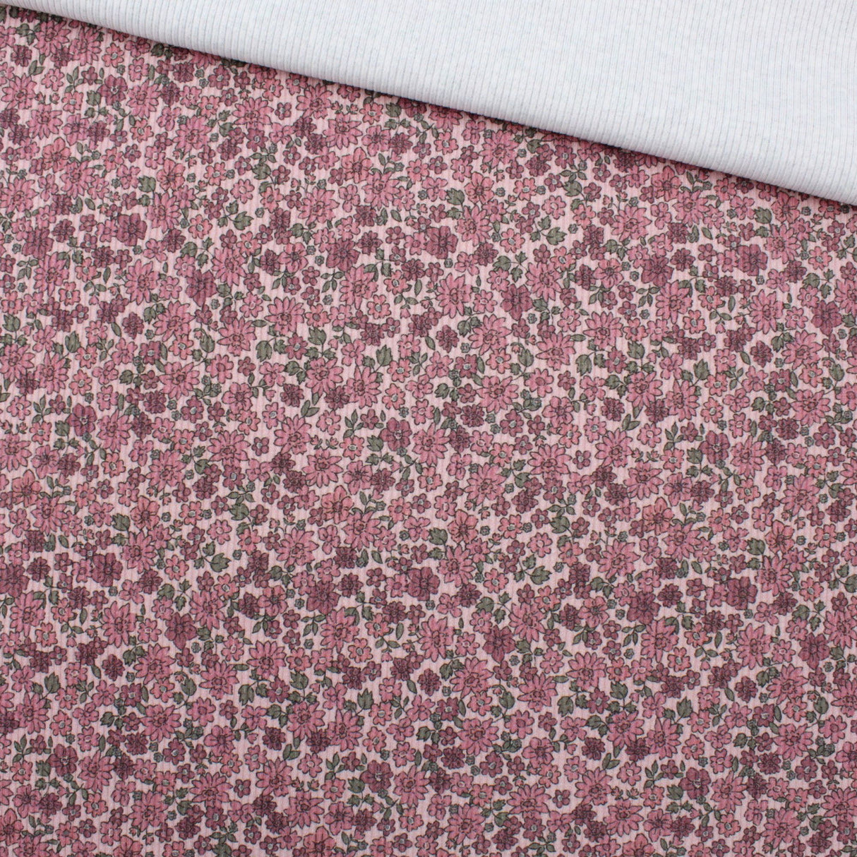 Rippstrick Jersey Kleine Blumen | Soft Rosé