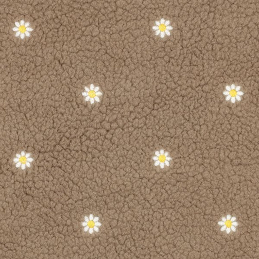 Vorbestellung: Teddyplüsch Bouclé | Kleine gestickte Blumen