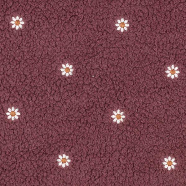 Teddystoff mit gestickten Blumen