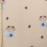 Terry Krepp Stoff Gießkanne mit Blumen