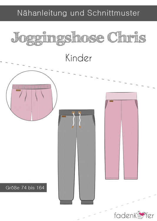 Papierschnittmuster Joggingshose Chris für Kinder Größe 74 bis 164