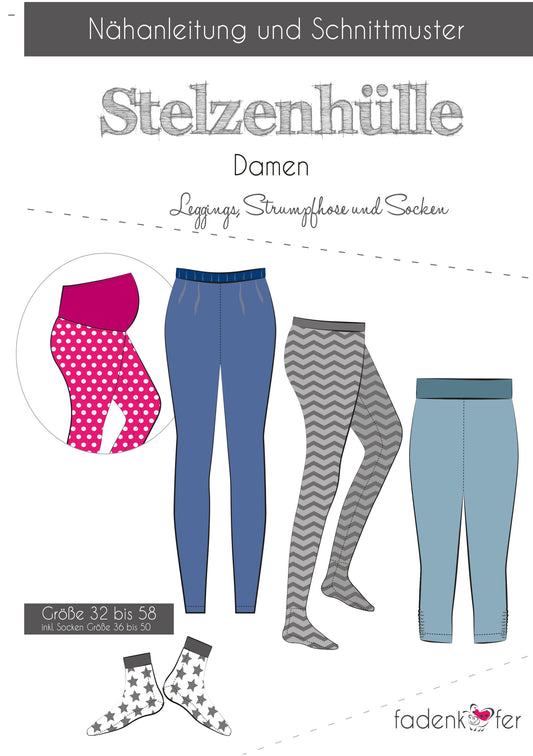 Nähanleitung und Schnittmuster Stenzenhülle Damen Leggins, Strumpfhose, Socken 