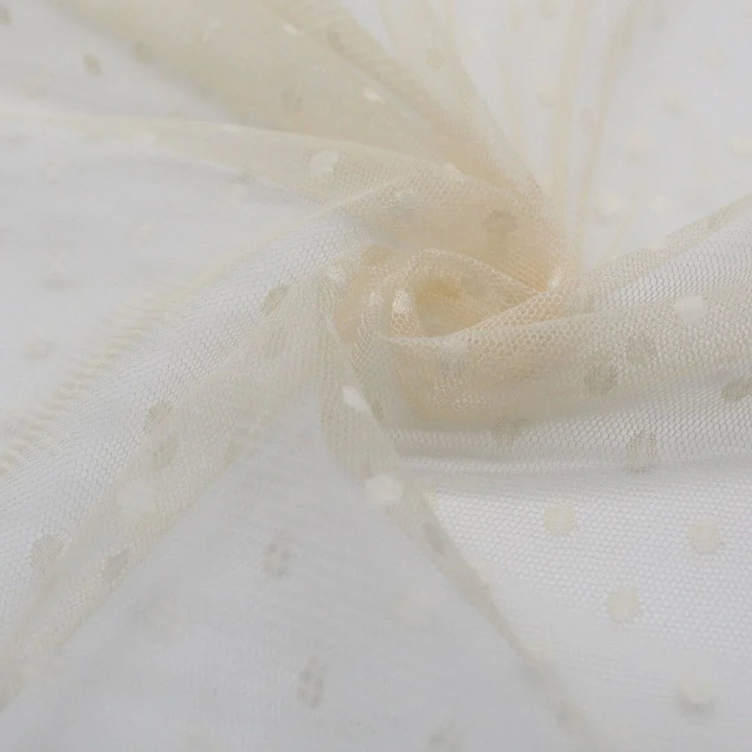 Tüll mit kleinen Punkten – Perfekt für Ballettkleidung, Partykleider und Dekorationen in Champagner