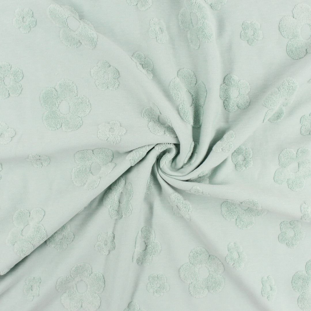 Baumwoll Jacquard Blumen | Mintgrün - Stofftime
