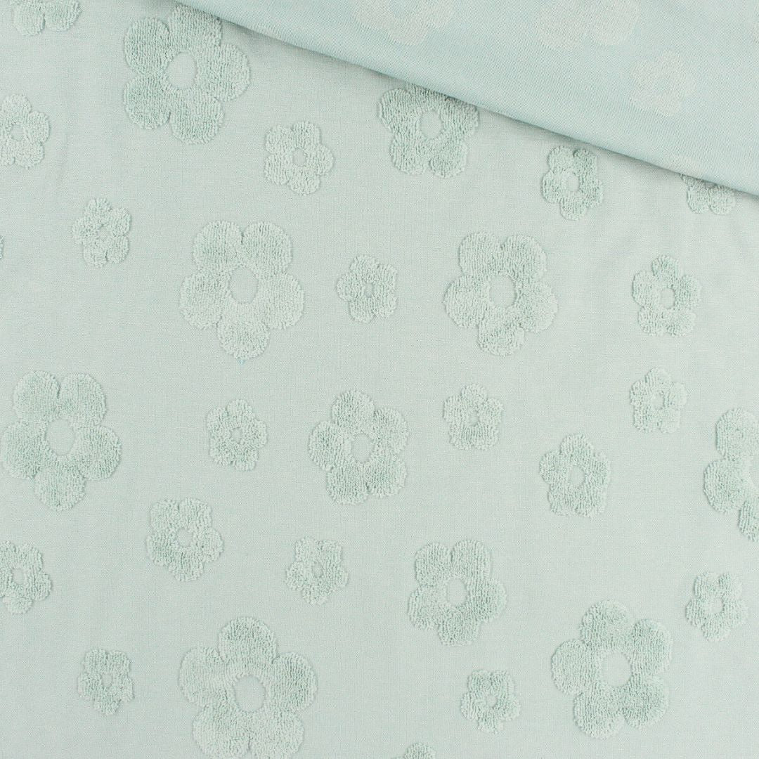 Baumwoll Jacquard Blumen | Mintgrün - Stofftime