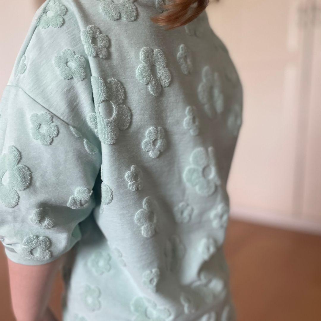 Baumwoll Jacquard Blumen | Mintgrün - Stofftime