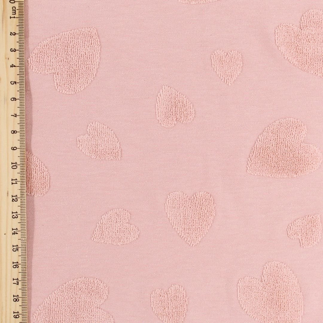 Baumwoll Jacquard Herzen | Puderrosa - Stofftime