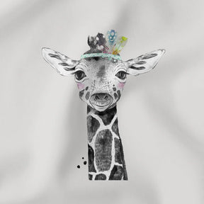 Baumwollpanel 38x38 cm Giraffe mit bunten Federn | Grau - Stofftime