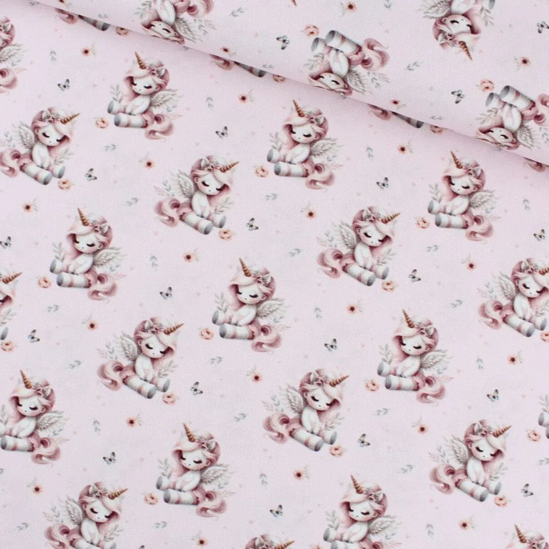 Baumwollstoff Einhörner | Rosa - Stofftime