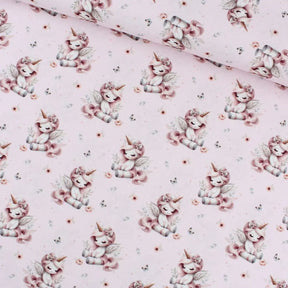 Baumwollstoff Einhörner | Rosa - Stofftime