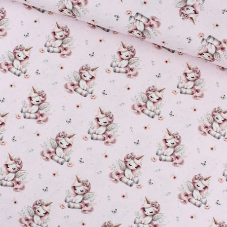 Baumwollstoff Einhörner | Rosa - Stofftime