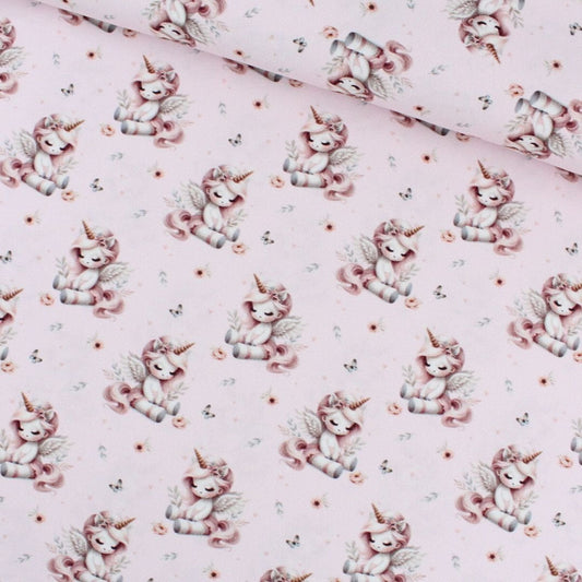 Baumwollstoff Einhörner | Rosa - Stofftime