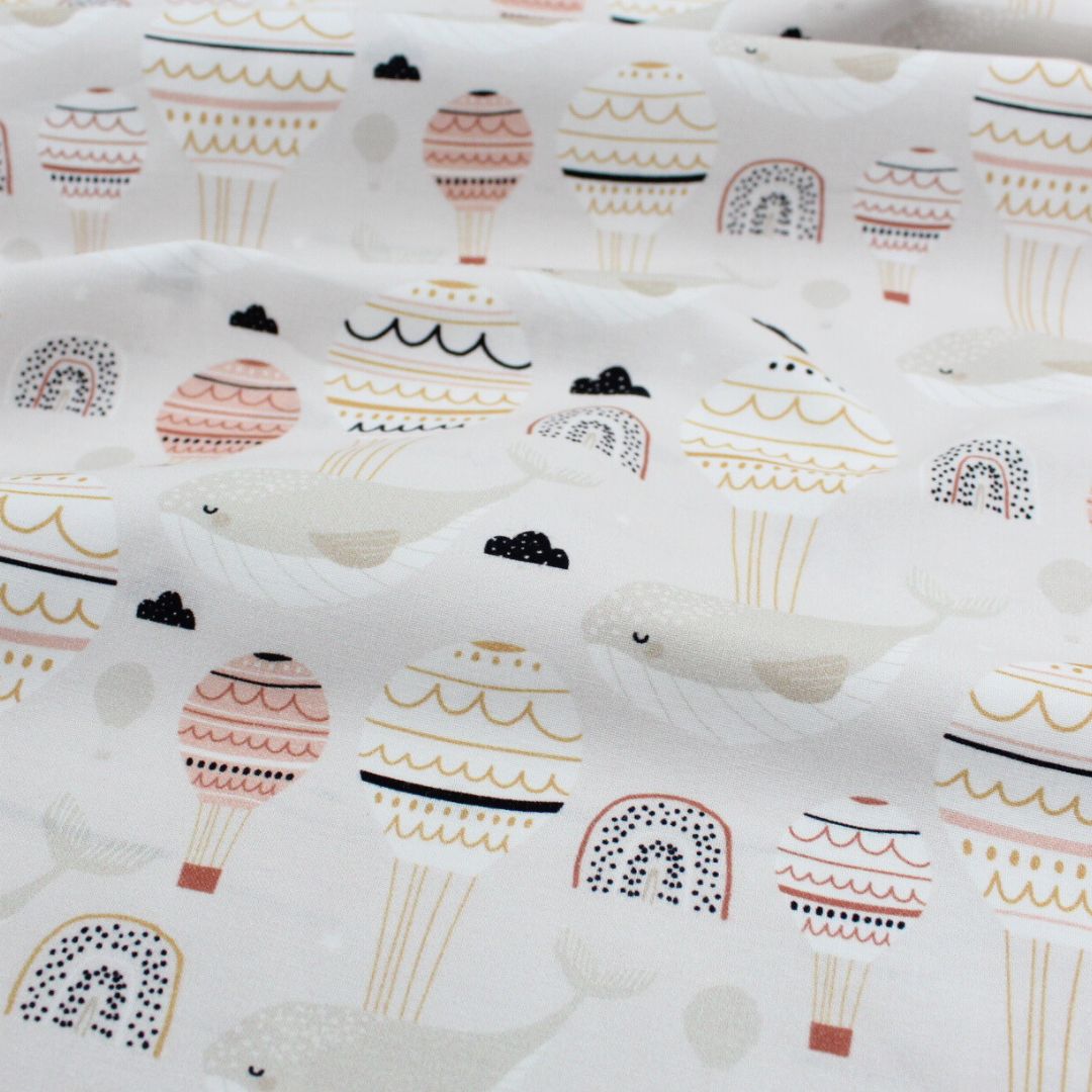 Baumwollstoff fliegender Wal - Stofftime