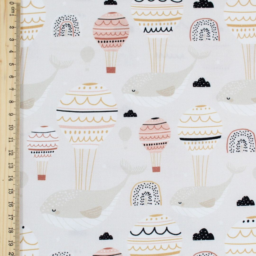 Baumwollstoff fliegender Wal - Stofftime