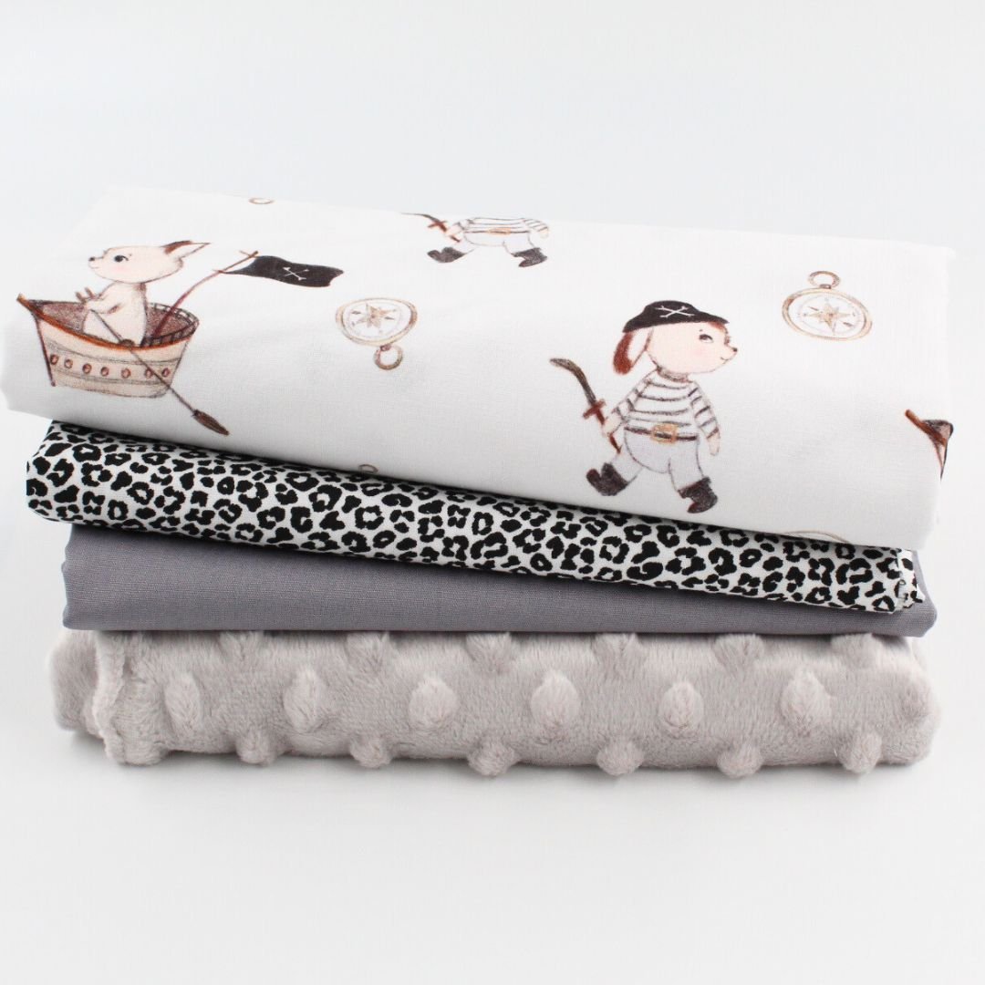 Baumwollstoff Hasen Piraten | Weiß - Stofftime