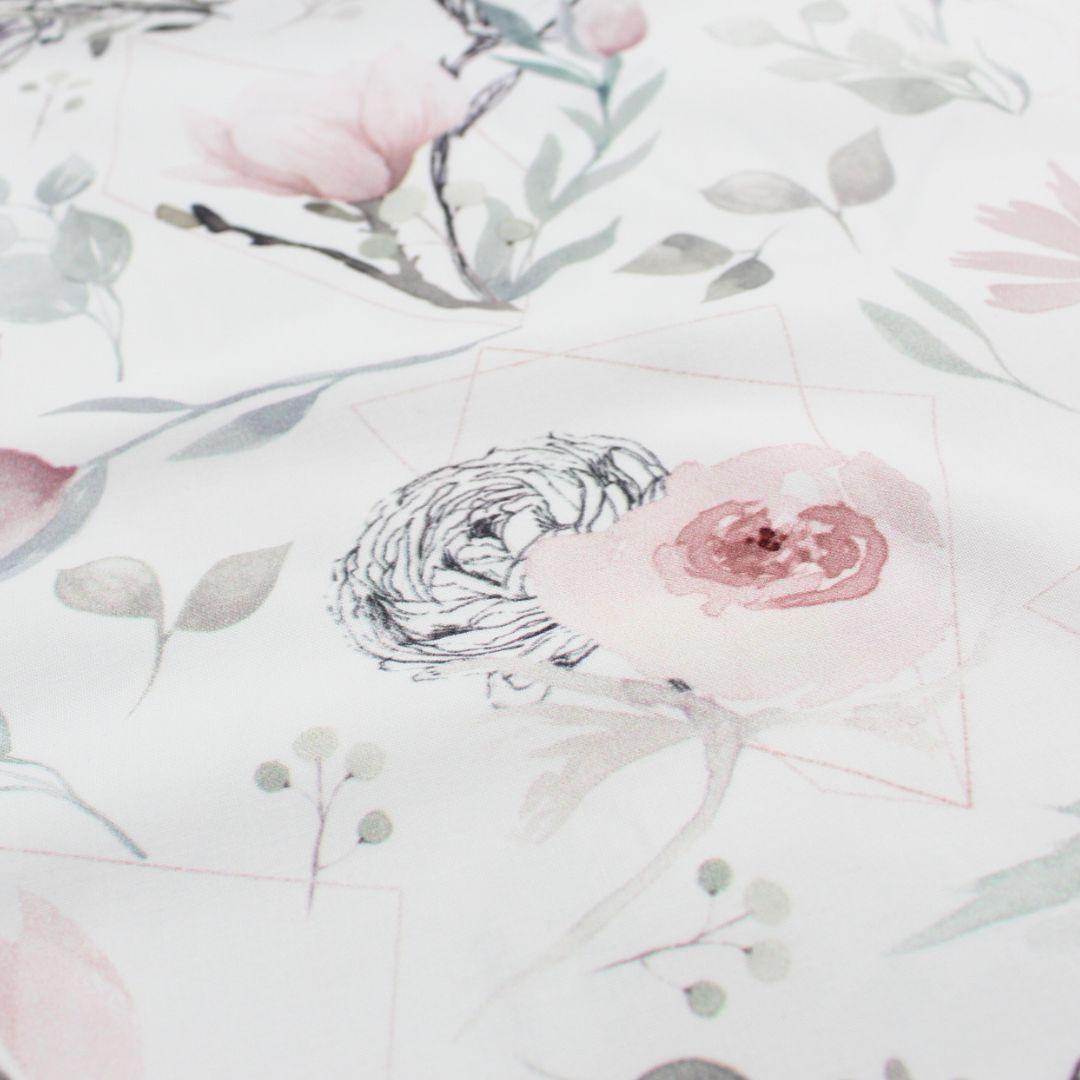 Baumwollstoff Magnolien | Weiß - Stofftime