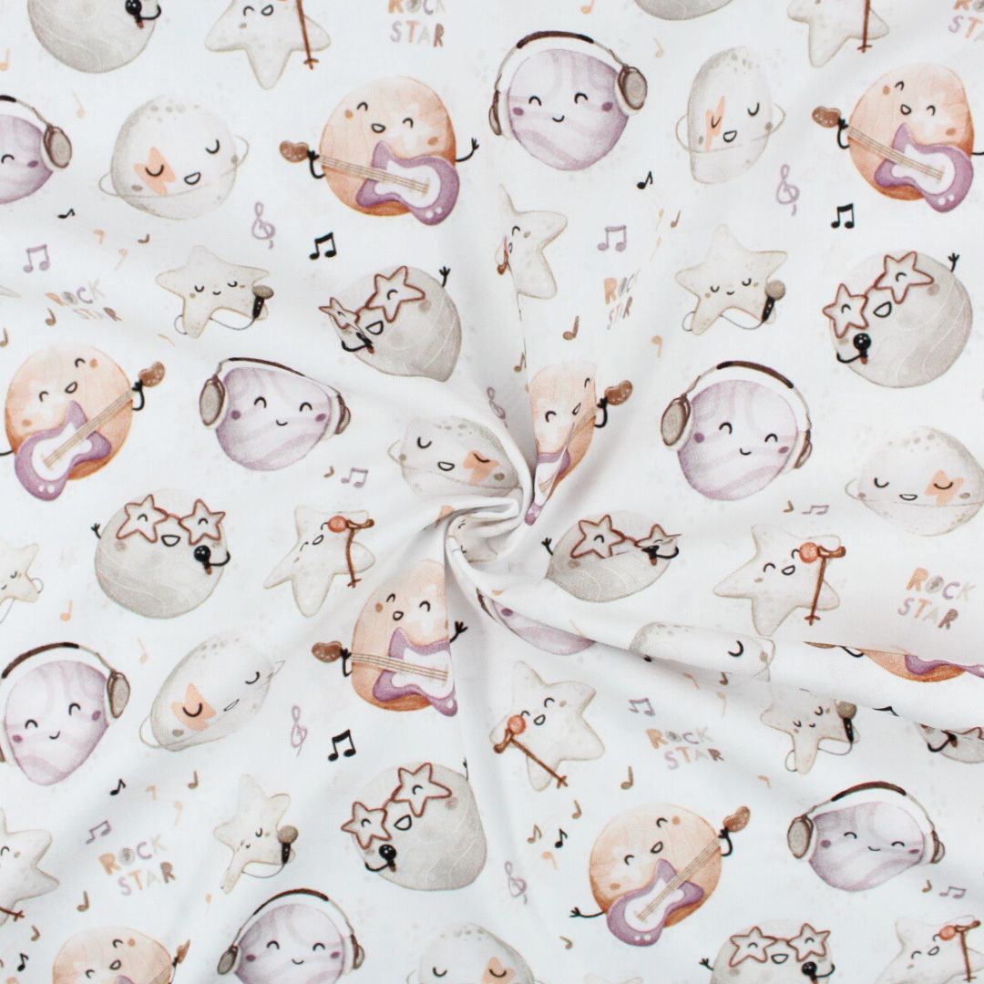 Baumwollstoff Musik - Planeten - Stofftime