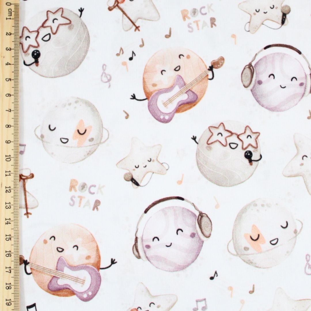 Baumwollstoff Musik - Planeten - Stofftime