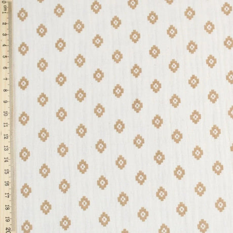 BIO Musselin Stoff Boho Rauten | Natur - Stofftime