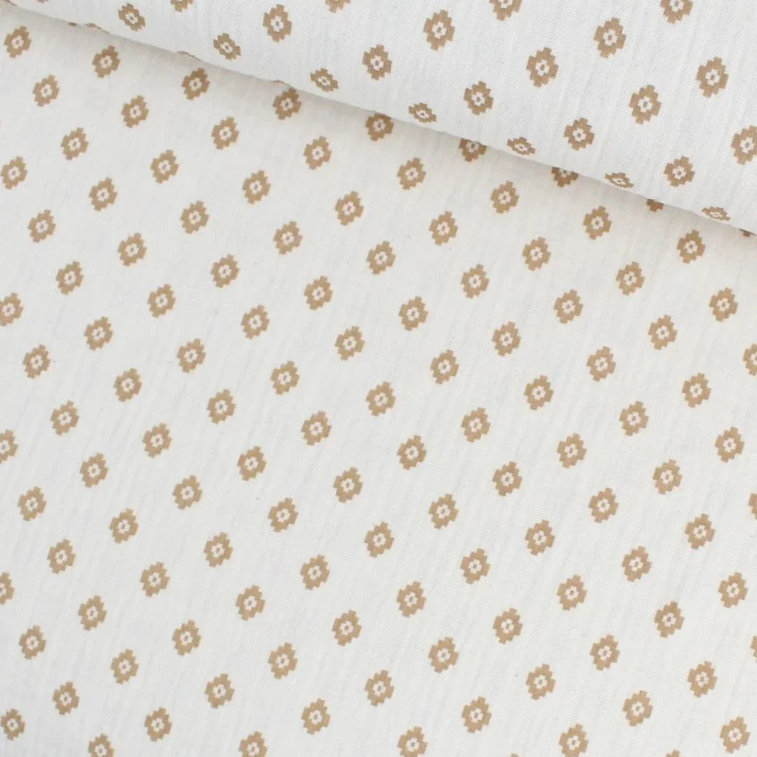 BIO Musselin Stoff Boho Rauten | Natur - Stofftime