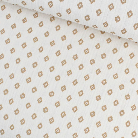 BIO Musselin Stoff Boho Rauten | Natur - Stofftime