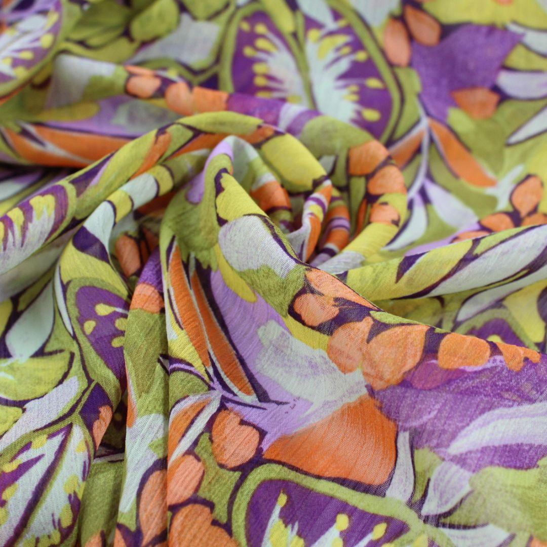 Blusenstoff Blumen | Grün - Stofftime