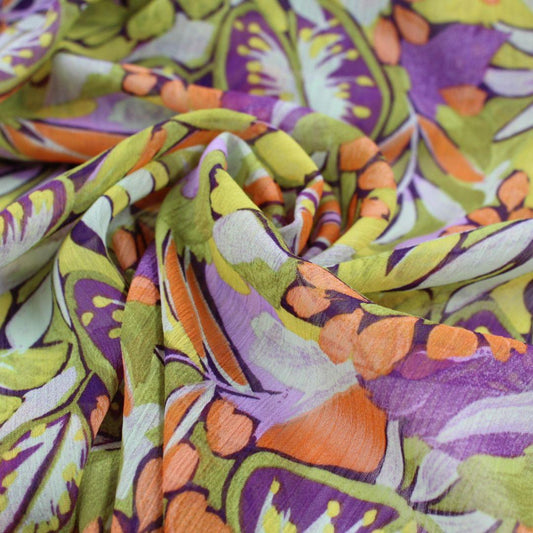 Blusenstoff Blumen | Grün - Stofftime