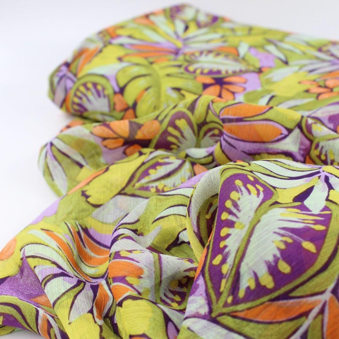 Blusenstoff Blumen | Grün - Stofftime