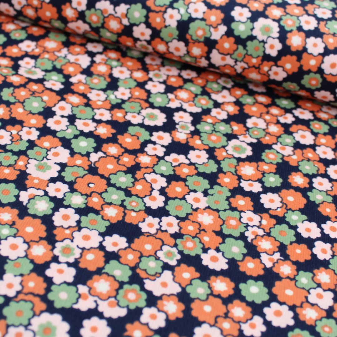 Feincord aus Baumwolle - Kleine Blumen - Stofftime