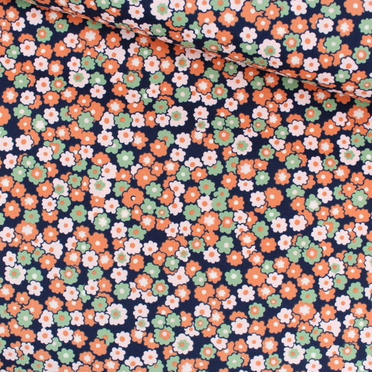 Feincord aus Baumwolle - Kleine Blumen - Stofftime