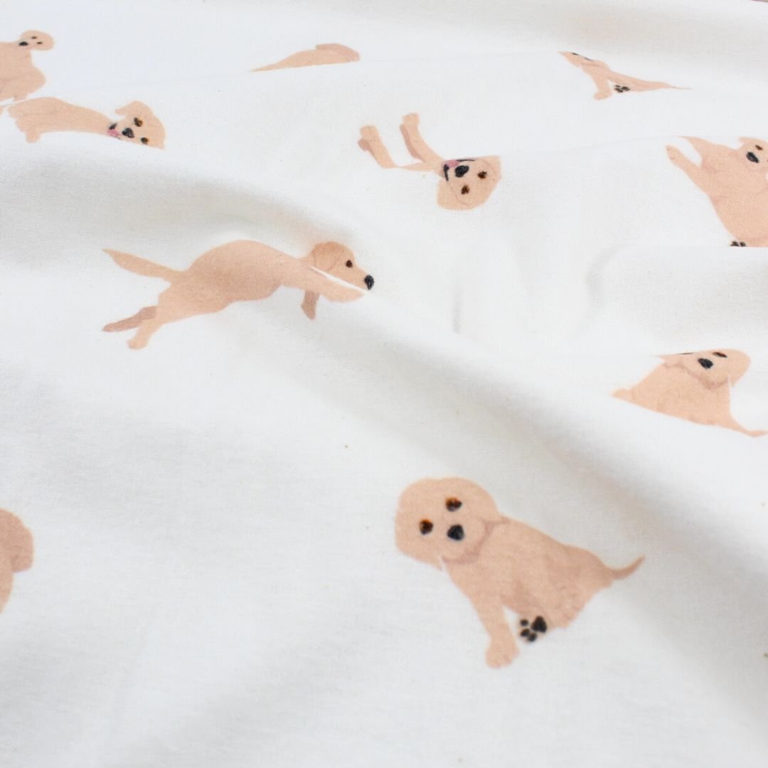 Flanell - Hunde - Muster | Ecru - Stofftime