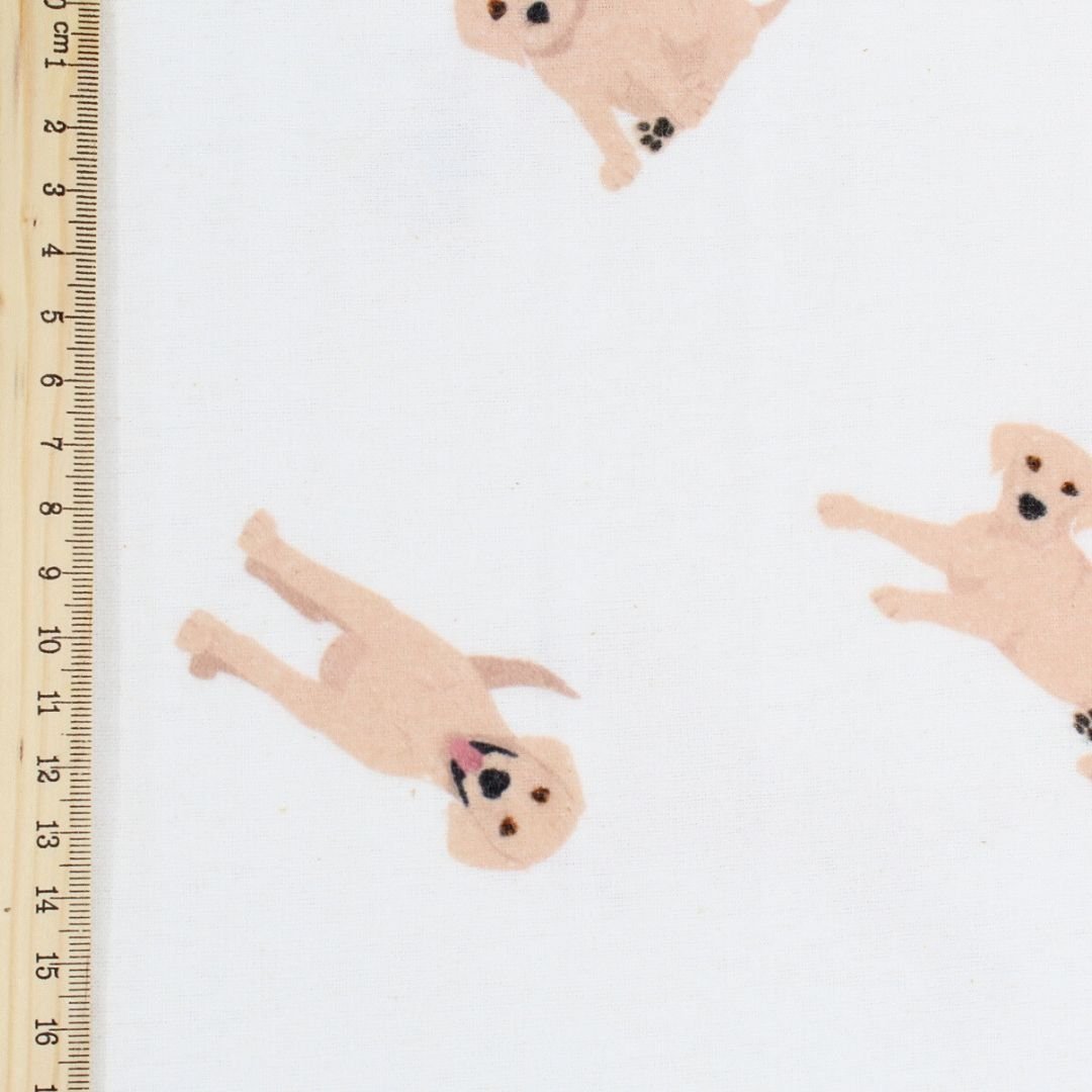 Flanell - Hunde - Muster | Ecru - Stofftime