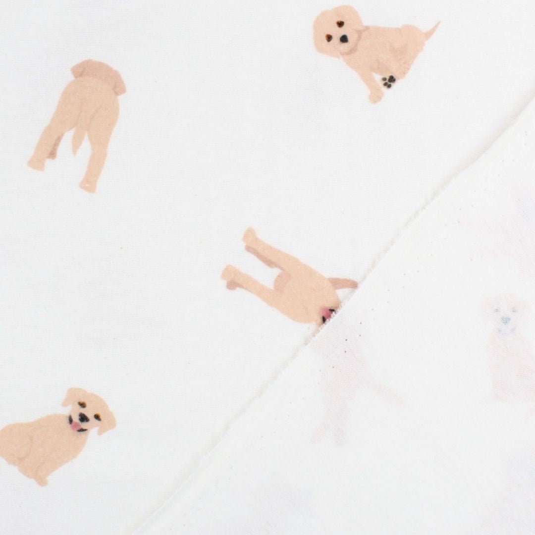 Flanell - Hunde - Muster | Ecru - Stofftime