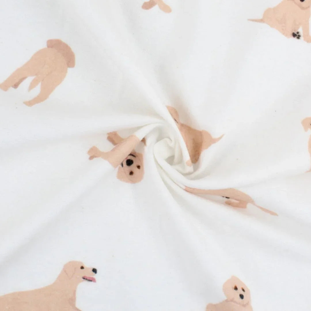 Flanell - Hunde - Muster | Ecru - Stofftime