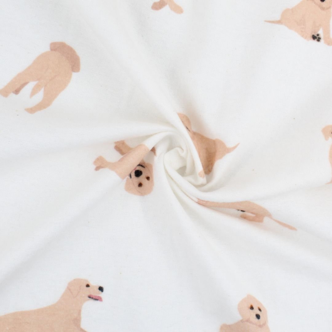 Flanell - Hunde - Muster | Ecru - Stofftime