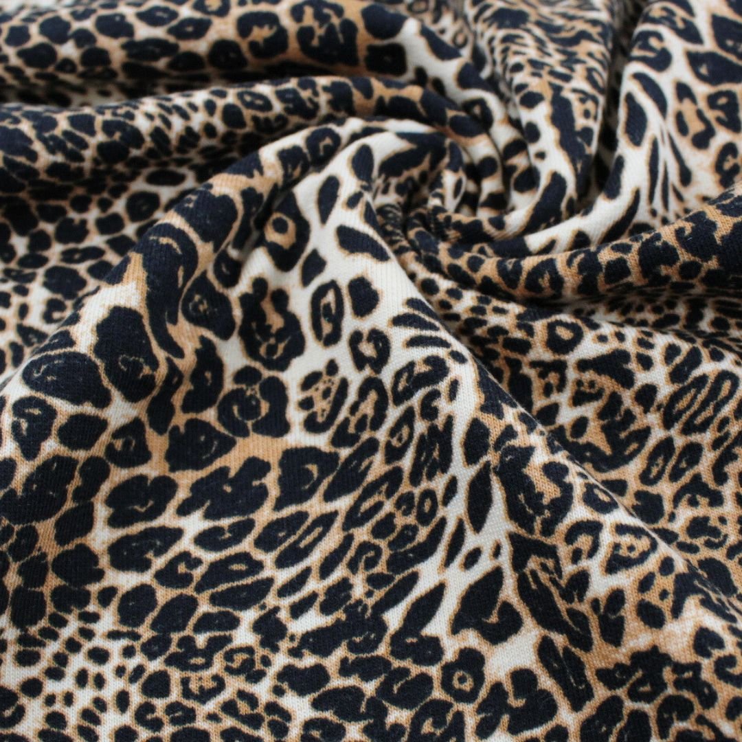 French Terry angeraut Leopardenmuster - Stofftime