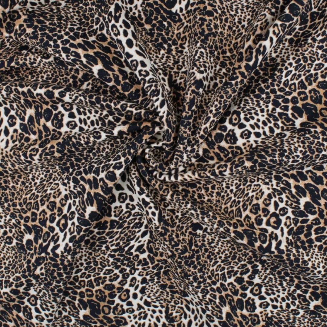 French Terry angeraut Leopardenmuster - Stofftime