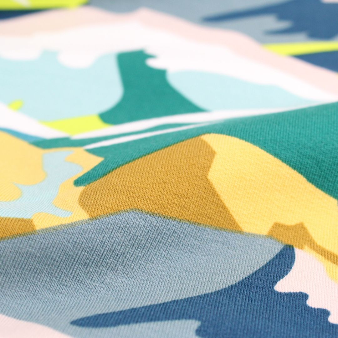 French Terry Bunte Berge | angeraut - Stofftime