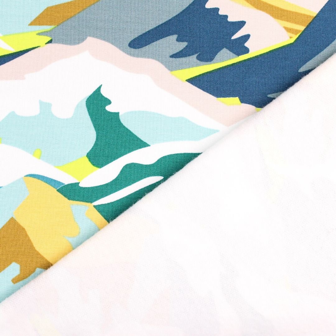 French Terry Bunte Berge | angeraut - Stofftime