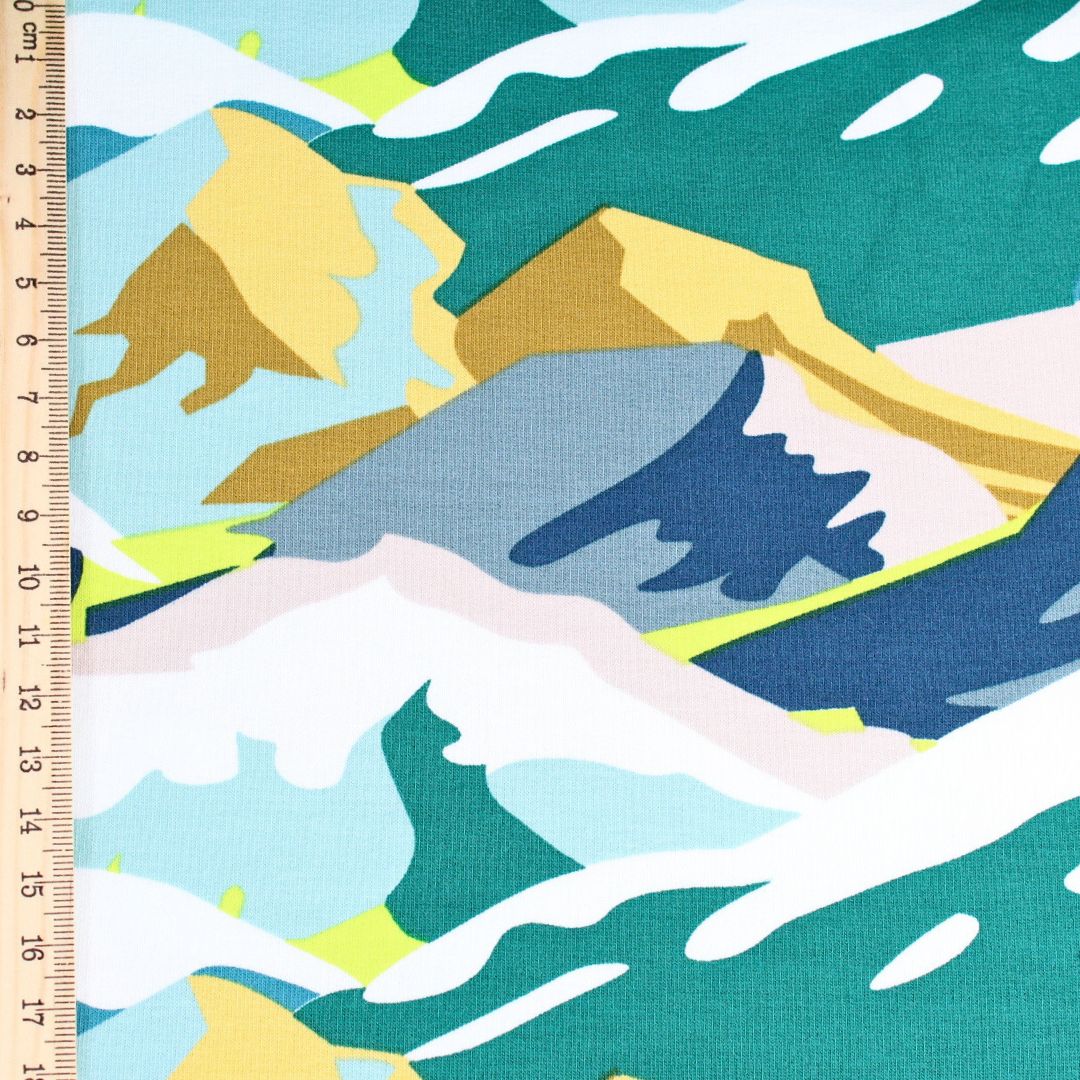 French Terry Bunte Berge | angeraut - Stofftime