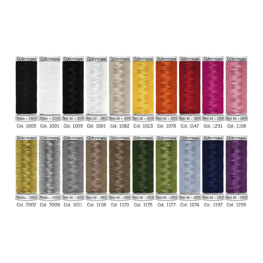 Gütermann Maschinenstickfaden Set | 20 Spulen - Stofftime