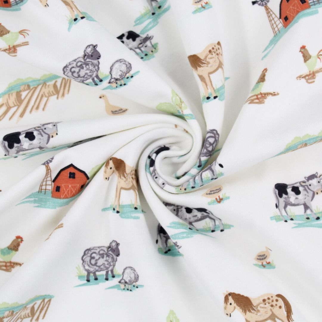 Jersey Bauernhof Tiere | Ecru - Stofftime