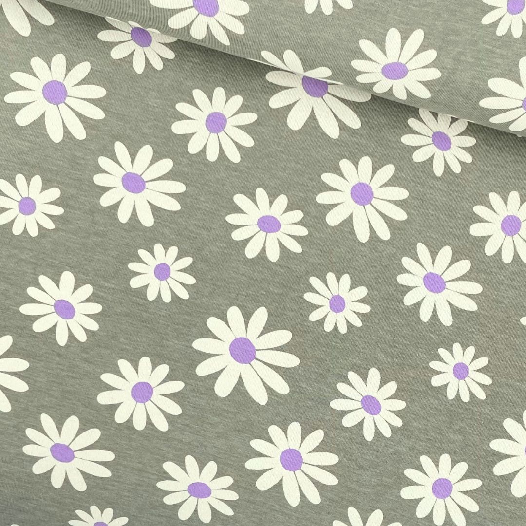 Jersey Gänseblümchen Daisy | Khaki meliert - Stofftime