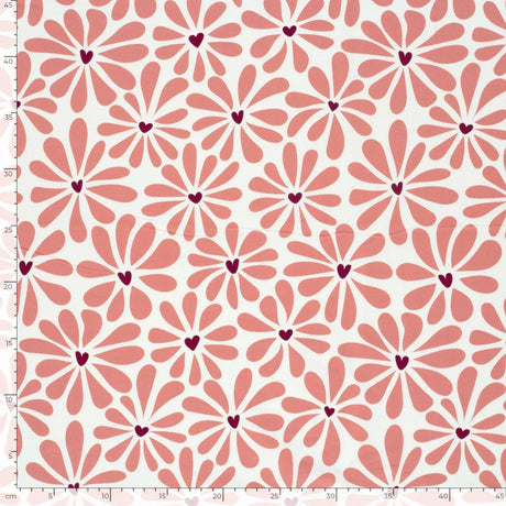 Jersey Stoff Retro Blumen | Rosa - Stofftime