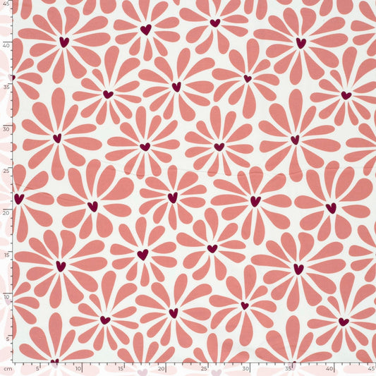 Jersey Stoff Retro Blumen | Rosa - Stofftime