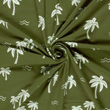Jersey Stoff weiße Palmen | Khaki - Stofftime