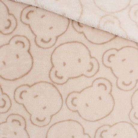 Kuschelfleece mit Bärengesichtern | Sandbeige - Stofftime